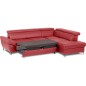 Canapé d'angle convertible en cuir italien luxe 5 places, MEMEZO, coffre, rouge foncé, angle droit Canapé d'angle convertible en cuir italien luxe 5 places, MEMEZO, coffre, rouge foncé, angle droit
