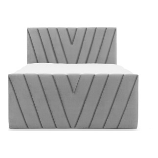 Ensemble boxspring complet 140x200 tête de lit + sommiers + matelas + surmatelas CANDY - velours luxe gris