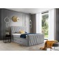 Ensemble boxspring complet 140x200 tête de lit + sommiers + matelas + surmatelas CANDY - velours luxe gris