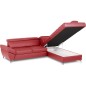 Canapé d'angle convertible en cuir italien luxe 5 places, MEMEZO, coffre, rouge foncé, angle droit Canapé d'angle convertible en cuir italien luxe 5 places, MEMEZO, coffre, rouge foncé, angle droit