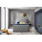 Ensemble boxspring complet 160x200 tête de lit + sommiers + matelas + surmatelas CANDY - velours luxe gris
