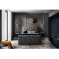 Ensemble boxspring complet 140x200 tête de lit + sommiers + matelas + surmatelas CANDY - velours luxe gris foncé