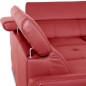 Canapé d'angle convertible en cuir italien luxe 5 places, MEMEZO, coffre, rouge foncé, angle droit Canapé d'angle convertible en cuir italien luxe 5 places, MEMEZO, coffre, rouge foncé, angle droit