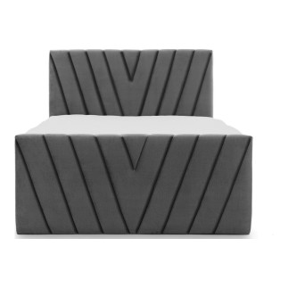 Ensemble boxspring complet 160x200 tête de lit + sommiers + matelas + surmatelas CANDY - velours luxe gris foncé