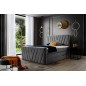 Ensemble boxspring complet 180x200 tête de lit + sommiers + matelas + surmatelas CANDY - velours luxe gris foncé