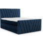 Ensemble boxspring complet 140x200 tête de lit + sommiers + matelas + surmatelas CANDY - velours luxe bleu, Bleu foncé
