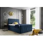 Ensemble boxspring complet 140x200 tête de lit + sommiers + matelas + surmatelas CANDY - velours luxe bleu, Bleu foncé