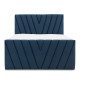 Ensemble boxspring complet 140x200 tête de lit + sommiers + matelas + surmatelas CANDY - velours luxe bleu, Bleu foncé