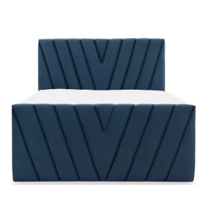 Ensemble boxspring complet 180x200 tête de lit + sommiers + matelas + surmatelas CANDY - velours luxe bleu