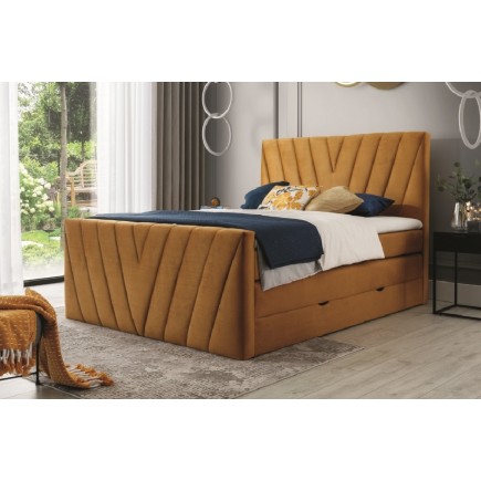 Ensemble boxspring complet 140x200 tête de lit + sommiers + matelas + surmatelas CANDY - velours luxe bronze