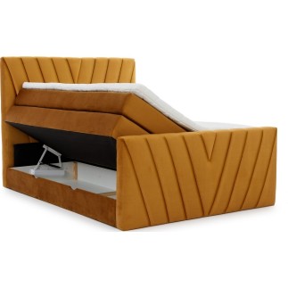 Ensemble boxspring complet 140x200 tête de lit + sommiers + matelas + surmatelas CANDY - velours luxe bronze