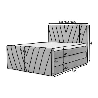 Ensemble boxspring complet 140x200 tête de lit + sommiers + matelas + surmatelas CANDY - velours luxe bronze