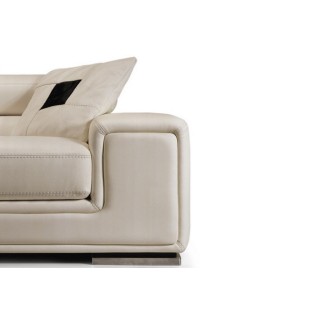 Ensemble GENEVA canapé 2 places + fauteuil 1 place en cuir luxe italien vachette, blanc