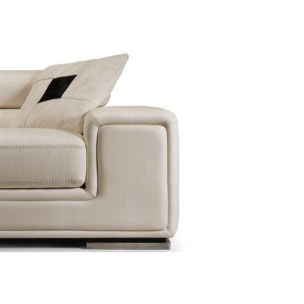 Ensemble GENEVA canapé 2 places + fauteuil 1 place en cuir luxe italien vachette, blanc
