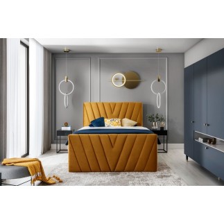 Ensemble boxspring complet 160x200 tête de lit + sommiers + matelas + surmatelas CANDY - velours luxe bronze
