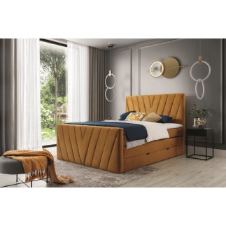 Ensemble boxspring complet 160x200 tête de lit + sommiers + matelas + surmatelas CANDY - velours luxe bronze