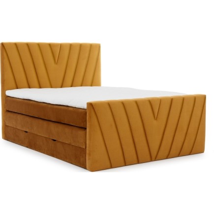 Ensemble boxspring complet 180x200 tête de lit + sommiers + matelas + surmatelas CANDY - velours luxe gris, Bronze