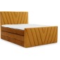 Ensemble boxspring complet 180x200 tête de lit + sommiers + matelas + surmatelas CANDY - velours luxe gris, Bronze