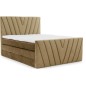 Ensemble boxspring complet 140x200 tête de lit + sommiers + matelas + surmatelas CANDY - velours luxe marron