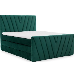 Ensemble boxspring complet 160x200 tête de lit + sommiers + matelas + surmatelas CANDY - velours luxe vert