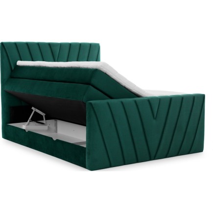 Ensemble boxspring complet 180x200 tête de lit + sommiers + matelas + surmatelas CANDY - velours luxe vert
