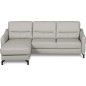 Canapé d'angle convertible en cuir italien luxe 5 places, FARINI, coffre, gris clair, angle gauche