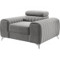 Fauteuil 1 place en tissu velours catégorie luxe, gris, LARIO