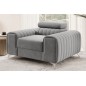 Fauteuil 1 place en tissu velours catégorie luxe, gris, LARIO