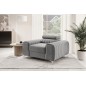Fauteuil 1 place en tissu velours catégorie luxe, gris, LARIO