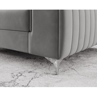 Fauteuil 1 place en tissu velours catégorie luxe, gris, LARIO