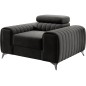 Fauteuil 1 place en tissu velours catégorie luxe, gris foncé, LARIO