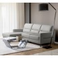 Canapé d'angle convertible en cuir italien luxe 5 places, FARINI, coffre, gris clair, angle gauche