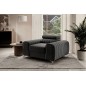 Fauteuil 1 place en tissu velours catégorie luxe, gris foncé, LARIO