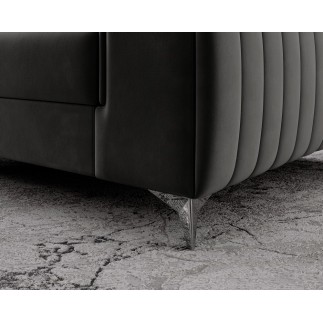 Fauteuil 1 place en tissu velours catégorie luxe, gris foncé, LARIO