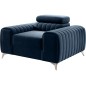 Fauteuil 1 place en tissu velours catégorie luxe, bleu, LARIO