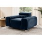 Fauteuil 1 place en tissu velours catégorie luxe, bleu, LARIO