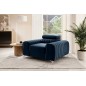 Fauteuil 1 place en tissu velours catégorie luxe, bleu, LARIO