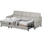 Canapé d'angle convertible en cuir italien luxe 5 places, FARINI, coffre, gris clair, angle gauche