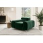 Fauteuil 1 place en tissu velours catégorie luxe, gris, LARIO, Vert
