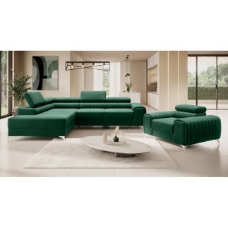 Fauteuil 1 place en tissu velours catégorie luxe, gris, LARIO