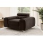 Fauteuil 1 place en tissu velours catégorie luxe, chocolat, LARIO