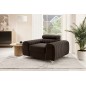 Fauteuil 1 place en tissu velours catégorie luxe, chocolat, LARIO