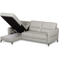 Canapé d'angle convertible en cuir italien luxe 5 places, FARINI, coffre, gris clair, angle gauche