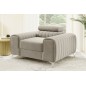 Fauteuil 1 place en tissu velours catégorie luxe, beige, LARIO
