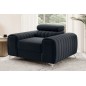 Fauteuil 1 place en tissu velours catégorie luxe, noir, LARIO