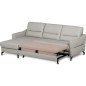 Canapé d'angle convertible en cuir italien luxe 5 places, FARINI, coffre, gris clair, angle gauche