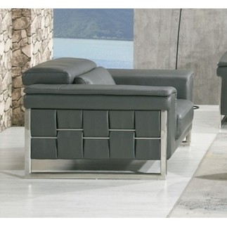 Fauteuil 1 place en cuir italien buffle luxe, BOLZANO, gris foncé