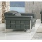 Fauteuil 1 place en cuir italien buffle luxe, BOLZANO, gris foncé
