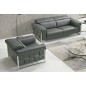 Fauteuil 1 place en cuir italien buffle luxe, BOLZANO, gris foncé