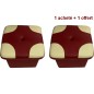 2 Poufs en cuir de luxe - belle qualité - cuir épais - Bordeaux ét écru - VISTA : 1 acheté + 1 offert = 2 poufs